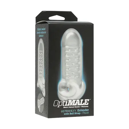 OptiMALE Thick Extension Sleeve with Ball Strap, Transparent 15cm