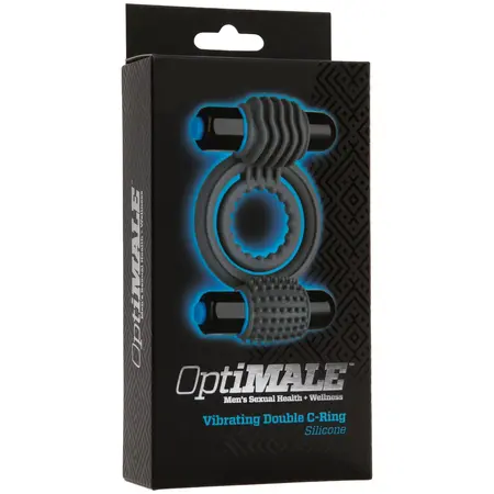 Doc Johnson Double Vibrating Silicone Ring Black - Dual Motor System