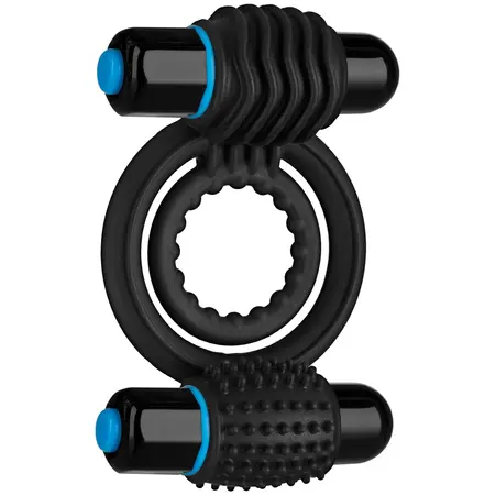 Doc Johnson Vibrirajući Dupli Intimni Prsten Crni – Dual Motor Silikonski Sistem