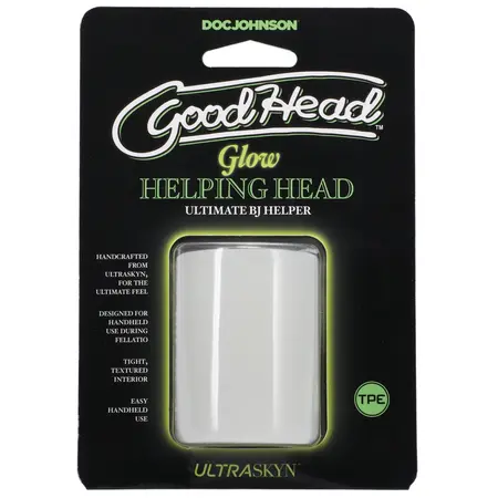 Doc Johnson Glow Helping Head Sleeve Frost/Green Glow Silicone Mini