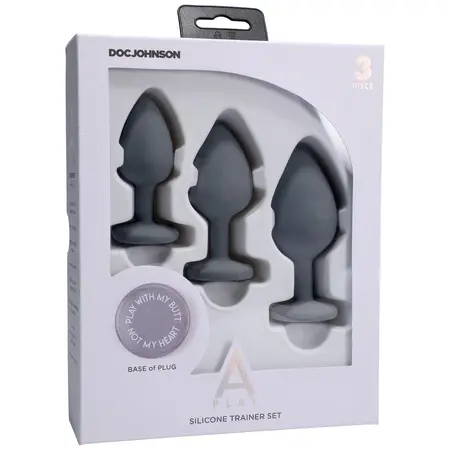 Doc Johnson A-Play Silicone Plug Training Set 3 Sizes Black