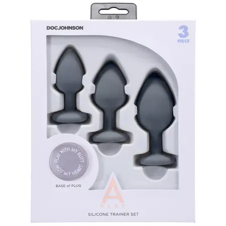Doc Johnson A-Play Silicone Plug Training Set 3 Sizes Black