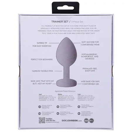 Doc Johnson A-Play Silicone Plug Training Set 3 Sizes Black