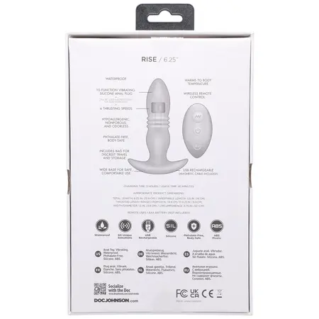 Doc Johnson A-Play Rise Silicone Plug with Remote Control, Black