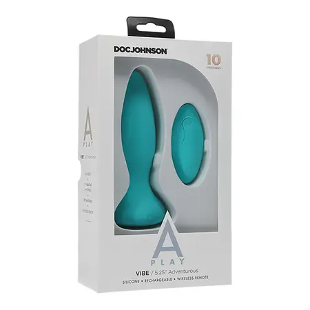 Doc Johnson A-Play Vibe Silikonski Čep sa Daljinskim Upravljanjem, 10 Režima, Crni