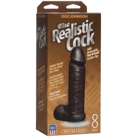 Doc Johnson Vac-U-Lock 8'' Chocolate - Modular Intimate Model with Suction Base
