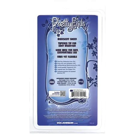 Doc Johnson Pretty Ends Srednji Čep Midnight Blue, Sil-A-Gel, 14 cm