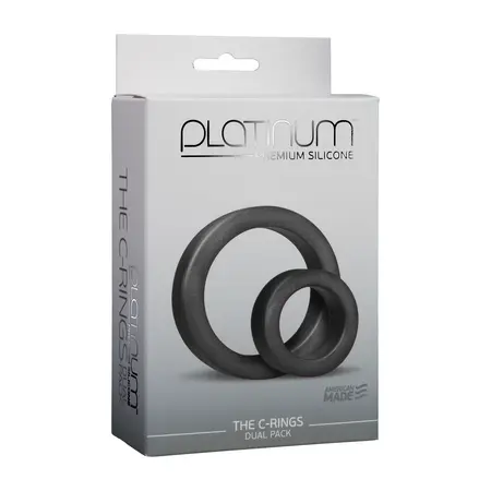 Doc Johnson The C-Rings Silicone Duo Comfort Set Charcoal & White