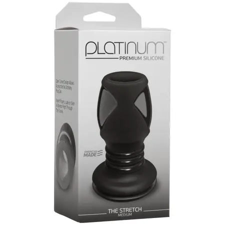 Doc Johnson The Stretch Medium Open-Tunnel Silicone Plug Black 3.5in