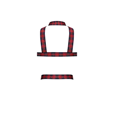 Male Power Elastic Harness Red - Adjustable Straps & Metal Studs, One Size