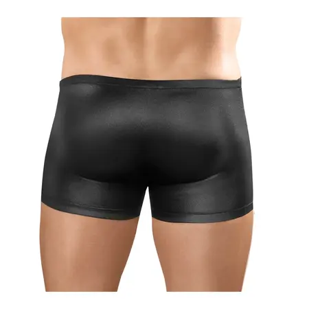 Male Power Nylon Spandex Mini Shorts S/M Black with Front Zipper