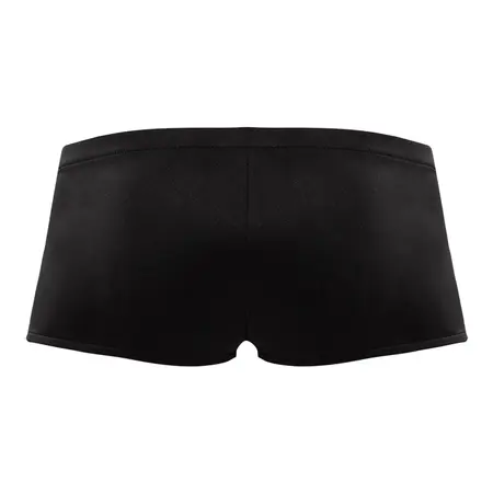 Male Power Nylon Spandex Mini Shorts S/M Black with Front Zipper