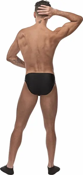 Male Power Nylon Spandex Pouchless Brief Black One Size Modern Fit