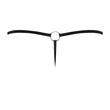 Male Power Nylon Spandex G-String Black with Front O-Ring, One Size