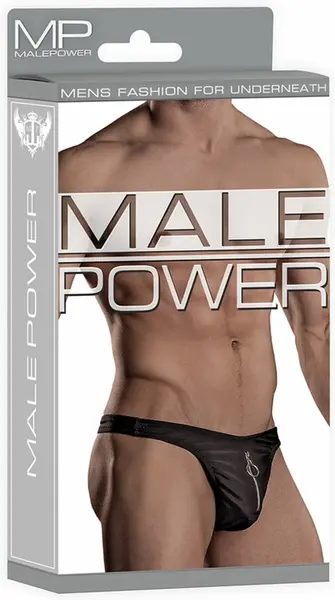 Male Power Nylon Spandex Zipper Thong S/M Black Comfort Fit Pouch