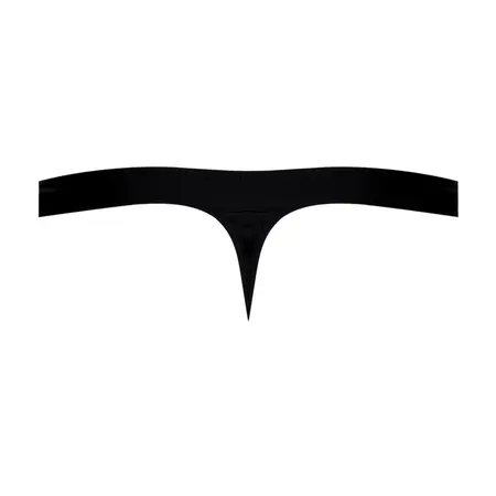 Male Power Zipper Thong L/XL Black - Comfort Fit Nylon Spandex Underwear