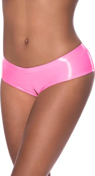 Magic Silk Exposed Low Rise Split Crotch Boy Short S/M Pink