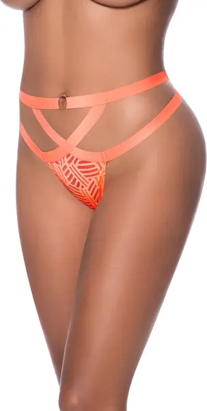Magic Silk Exposed Cheeky Panty S/M Vibrant Orange Mesh Design