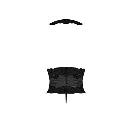 Magic Silk Deep Look Halter Teddy L/XL Black - Elegant Plunge Design