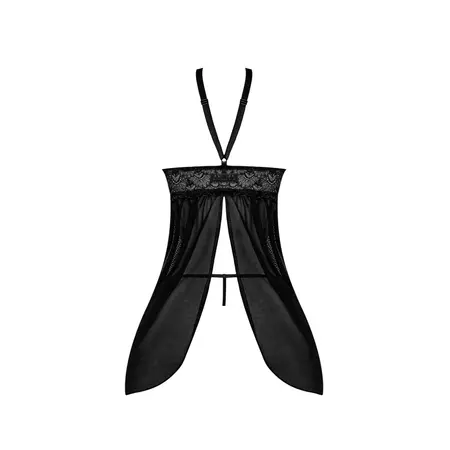 Magic Silk Exposed Babydoll Set L/XL Black - Adjustable Open Back Design