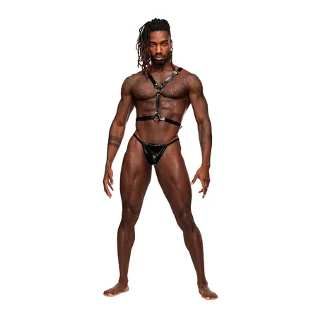 Male Power Sagittarius Adjustable Imitation Leather Harness Black One Size