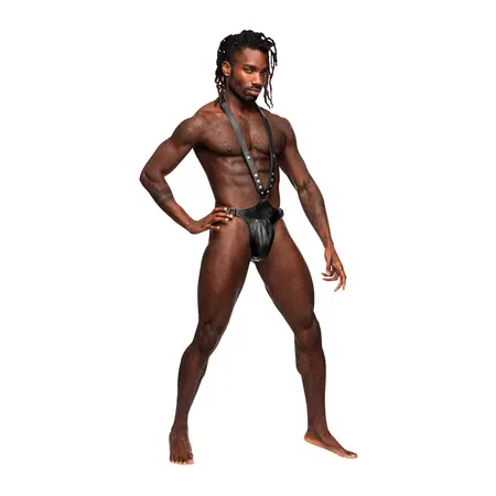 Male Power Leather Series Podesivi Full Body Sling Crni One Size