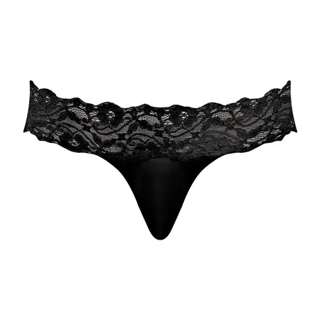 Male Power Scandal-Lace Micro Thong L/XL Crna - Mrežasti i Čipkasti Pojas