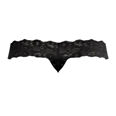 Male Power Scandal-Lace Micro Thong L/XL Crna - Mrežasti i Čipkasti Pojas