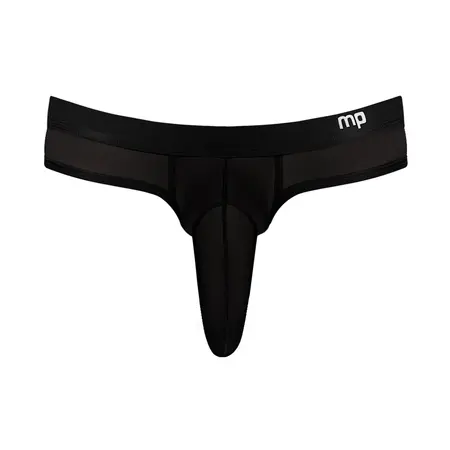 Male Power Hose Thong L/XL Black - Low Rise Waistband Design