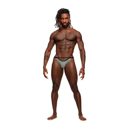 Male Power Magnificence Micro V Thong L/XL Žad - Dekorativni Detalji