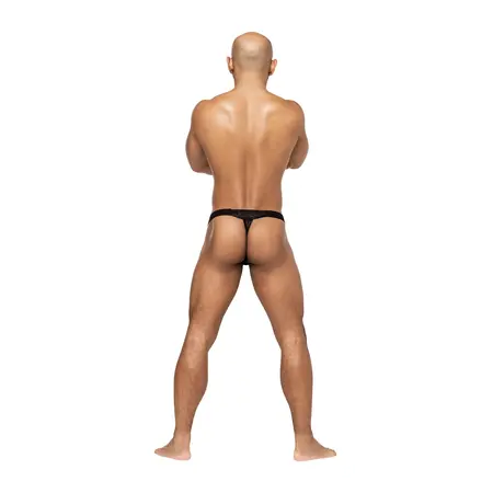 Male Power Micro V Thong L/XL Black - Comfort Waistband Design