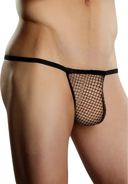 Male Power Stretch Net Comfort Posing Strap One Size Black