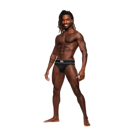 Male Power Modal Rib Bong Thong S/M Black - Comfort-Fit Waistband