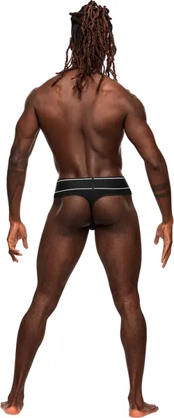 Male Power Modal Rib Bong Thong S/M Black - Comfort-Fit Waistband