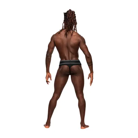 Male Power Modal Rib Bong Thong S/M Black - Comfort-Fit Waistband