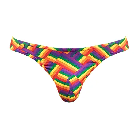 Male Power Bong Thong S/M Rainbow Low Rise Comfort Waistband