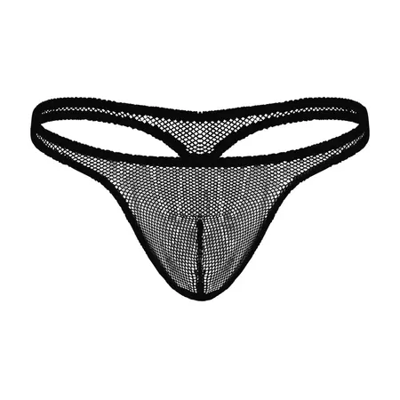 Male Power Stretch Net Bong Thong L/XL Black Comfort Fit