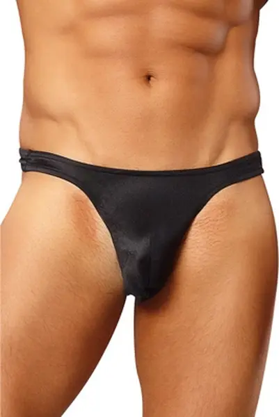 Male Power Satin Spandeks Bong Thong L/XL Crna - Udoban Kroj