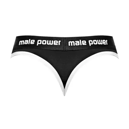 Male Power Helmet Thong L/XL Black - Padded Comfort Waistband