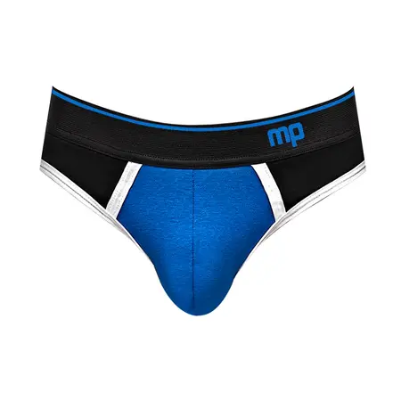 Male Power Retro Sport Panel Thong S/Crna-Plava, Kontrastni detalji