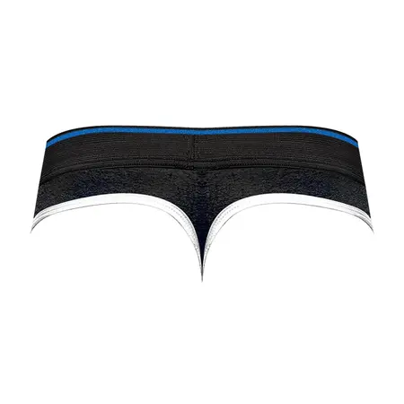 Male Power Retro Sport Panel Thong S/Crna-Plava, Kontrastni detalji
