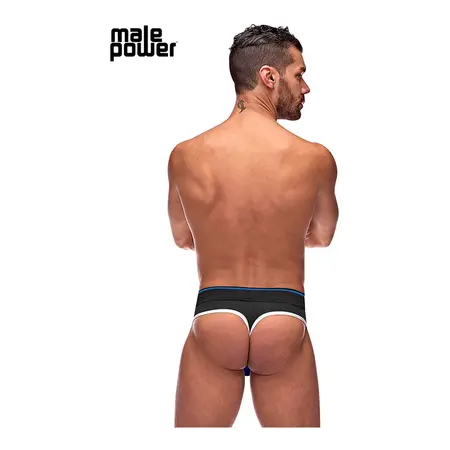 Male Power Retro Sport Panel Thong L/XL Crna-Plava Bela ivica