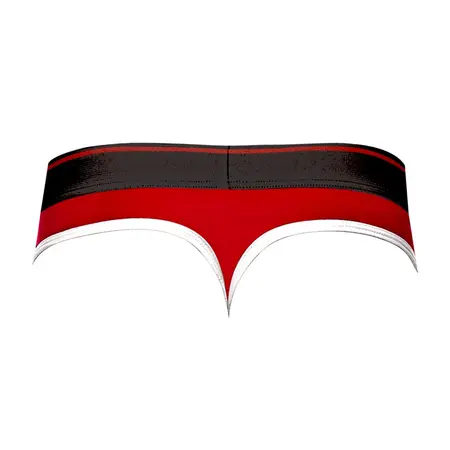 Male Power Panel Thong S/M Crna/Crvena Retro Sport Dizajn