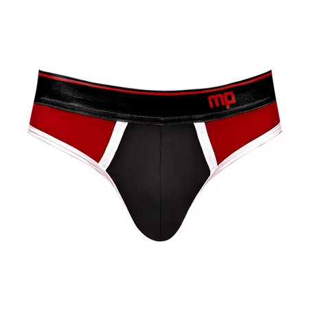 Male Power Panel Thong L/XL Crna-Crvena Retro Sport Dizajn