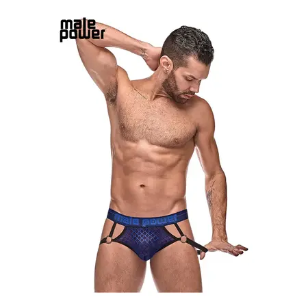 Male Power Diamond Mesh Jock Ring S/M Navy - Comfort Elastic Support