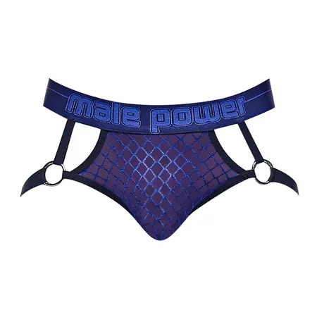 Male Power Diamond Mesh Jock Ring L/XL Navy - Comfort Fit Waistband