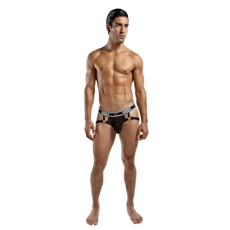 Male Power Peep Show Jock Ring S/M Black - Comfort Elastic Design