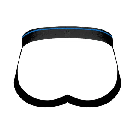 Male Power Panel Jock L/XL Black/Blue Athletic Support Briefs