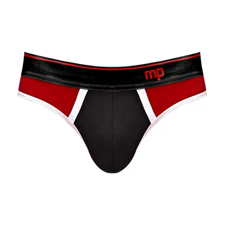 Male Power Panel Jock L/XL Black-Red Comfort Fit Supportive Bands