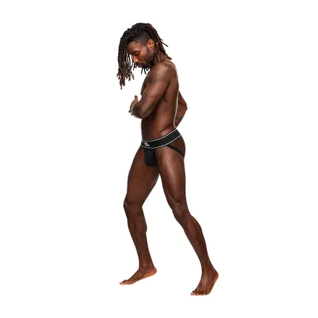 Male Power Modal Rib Jockstrap L/XL Black Comfort Waistband
